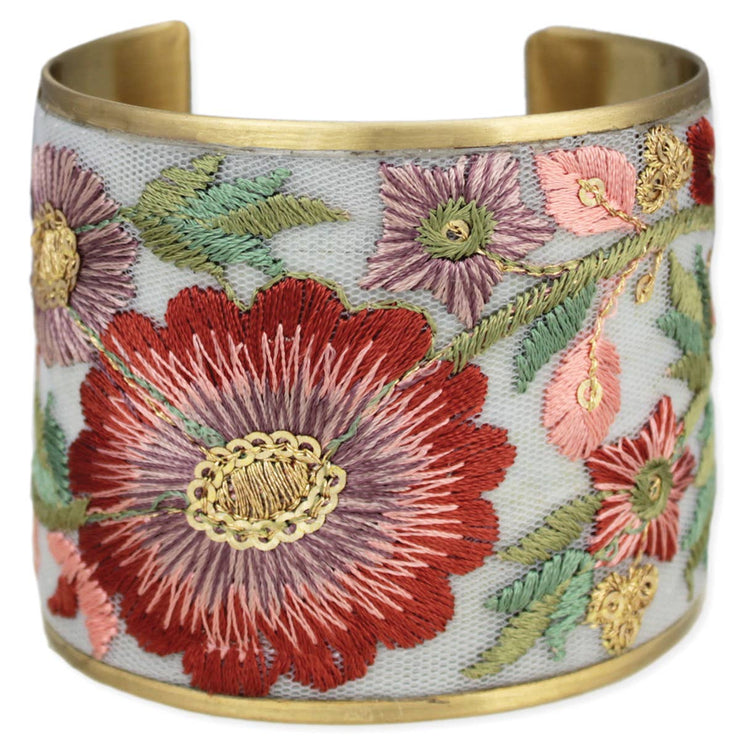 Big Bloom Embroidered Cuff Bracelet