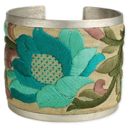 Turquoise Floral Embroidered Cuff Bracelet