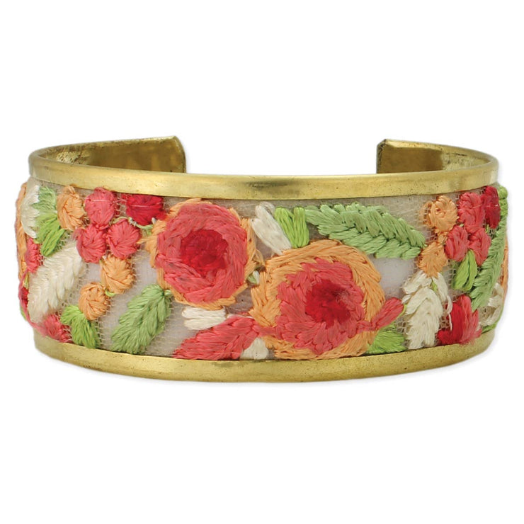 Cottage Floral Embroidered Cuff Bracelet