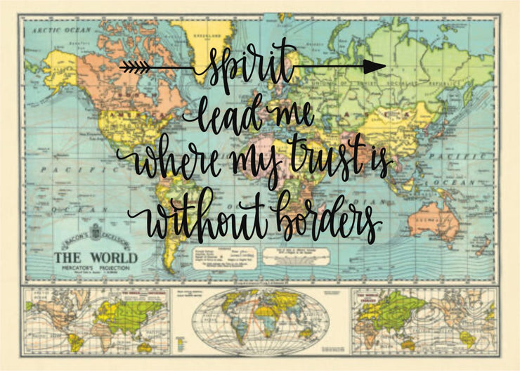 Spirit Lead Me (Hillsong) - 20x28 Blue World Map – Gale Nation